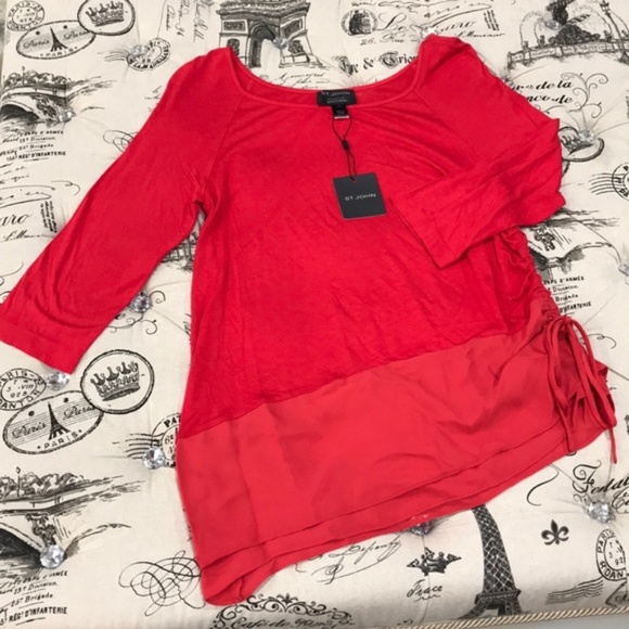 ST. JOHN Jersey & Silk Asymmetrical Top - Picture 7 of 7